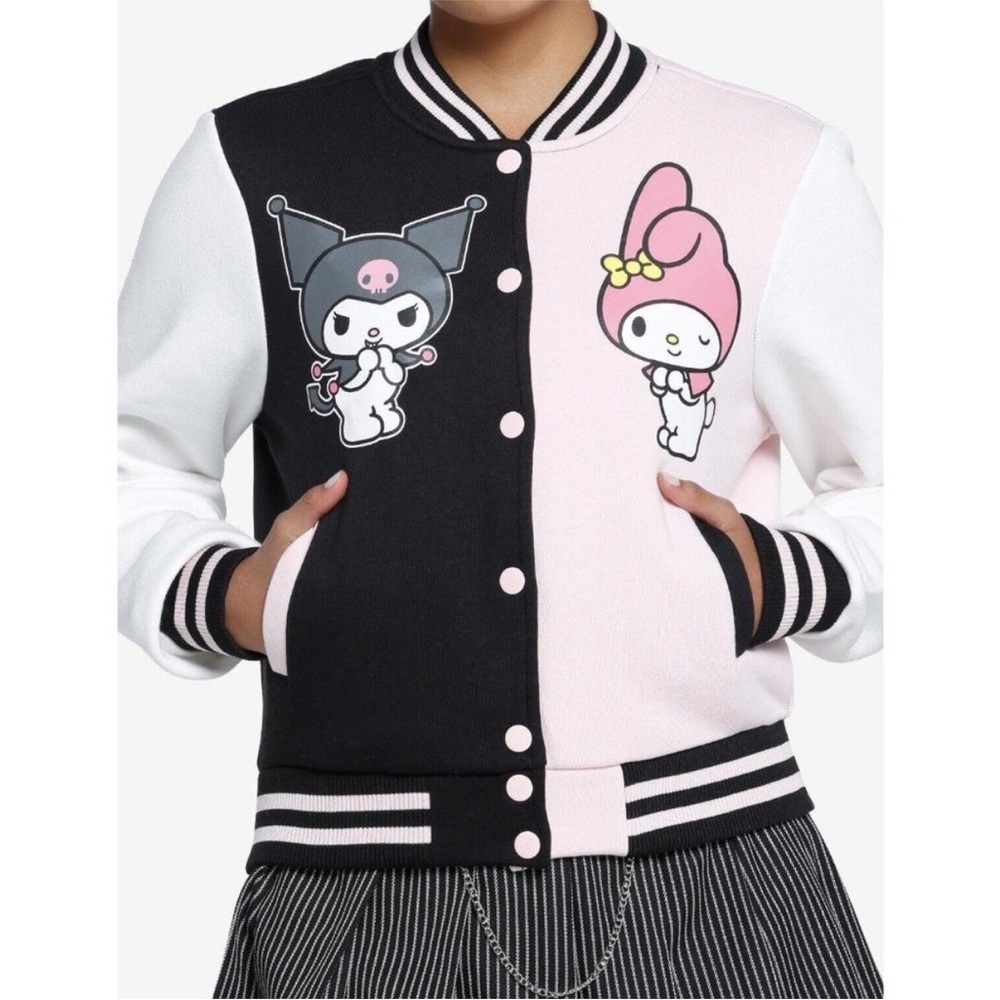 Hello Kitty Sanrio X Hot Topic My Melody & Kuromi Split Varsity Jacket Plus Size
